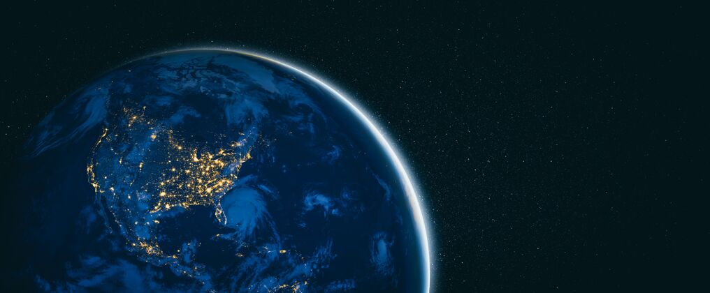 科学地球-地球-从太空看地球 显示真实的地球表面和世界地图宇宙全球外太空