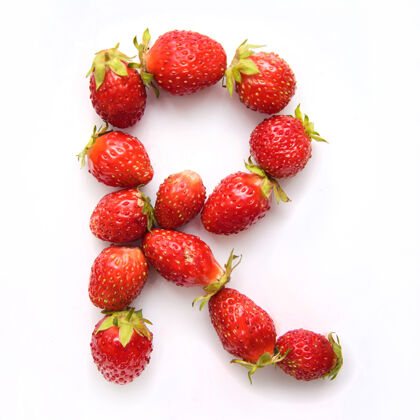 自然白底红鲜草莓英文字母表的字母r新鲜食物安排