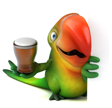 酒吧有趣的鹦鹉插图饮料麦芽酒啤酒