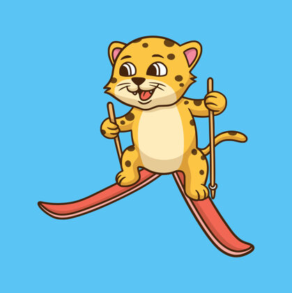 猎豹卡通动物设计豹子滑冰动物猫孩子气