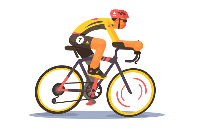 背景自行车运动员插图.man穿着运动服和头盔骑自行车比赛动作移动