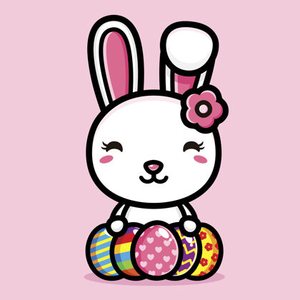 复活节可爱的兔子装饰彩蛋复活节快乐庆典人物动物