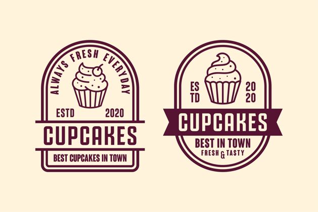 品牌纸杯蛋糕设计标志插图纸杯蛋糕产品插图