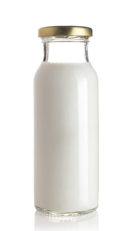 膳食牛奶瓶隔离在白色表面上奶瓶农场牛奶