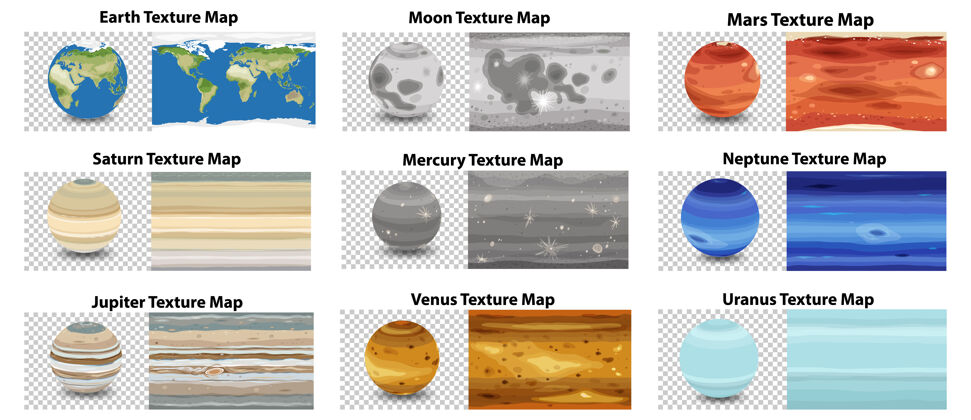 火星一套不同的行星纹理图卡通轨道海王星