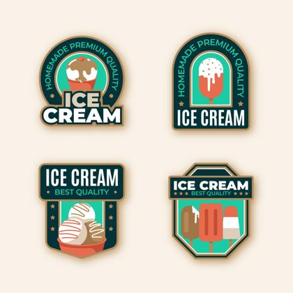 美味扁平美味冰淇淋标签收集提神夏季食品
