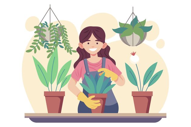 自然一个照顾植物的女人社会人放松