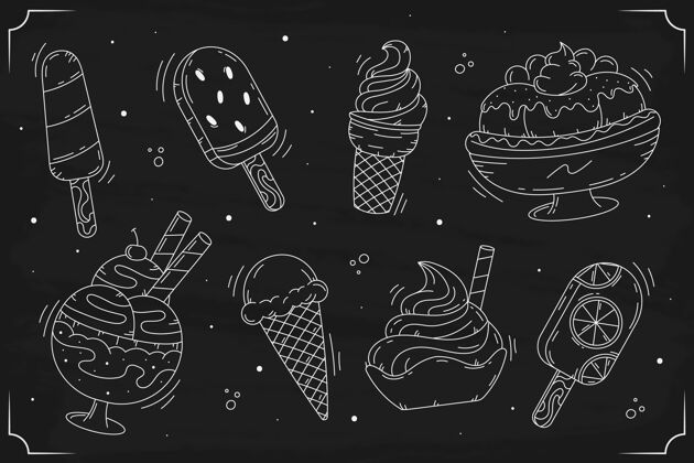 黑板手绘风格冰淇淋黑板背景季节味道背景