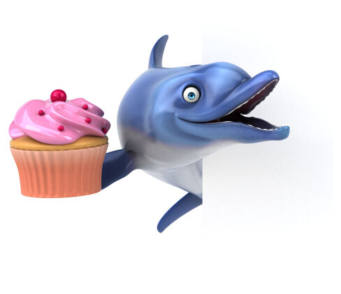 动物有趣的海豚三维插图微笑海洋鱼