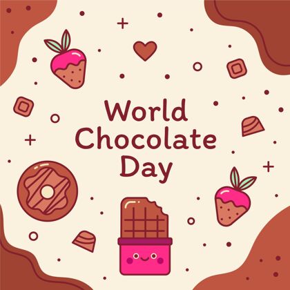 可可平面世界巧克力日插画巧克力日美味美味