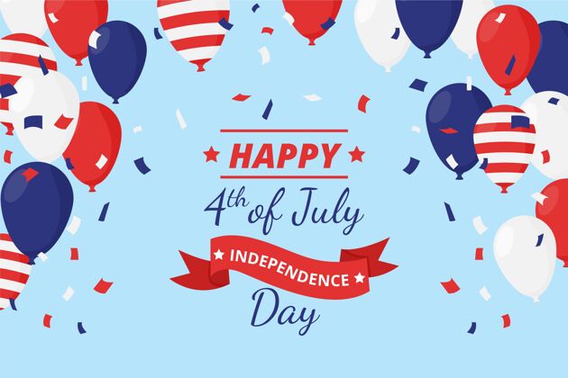 平面设计七月四日独立日气球背景墙纸爱国纪念