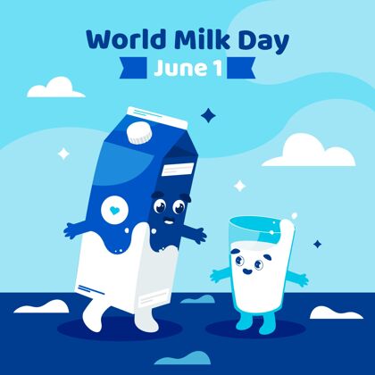 世界牛奶日平面世界牛奶日插画6月1日国际食品