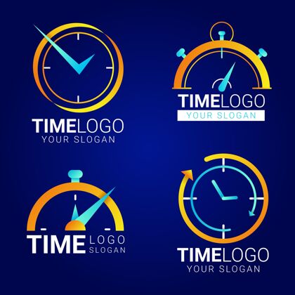 时钟Logo渐变时间标志包BusinessCorporateidentityLogo模板