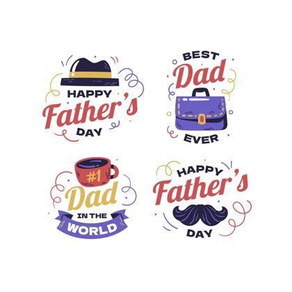 标签手绘父亲节标签系列父亲身份活动徽章