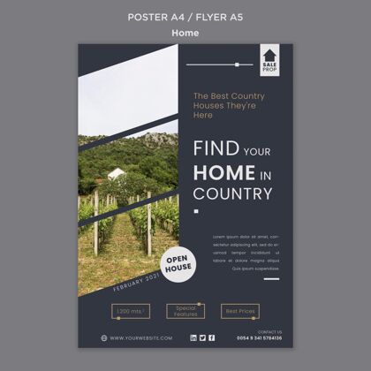 传单寻找完美家园的垂直海报家庭印刷模板习惯