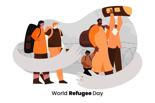 平面设计有机平面世界难民日插画人权全球有机