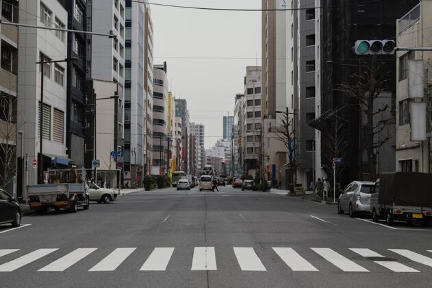 建筑日本街白天大都市空街路面