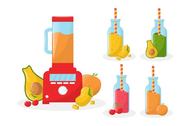 健康详细的果汁在搅拌机玻璃混合排毒水果