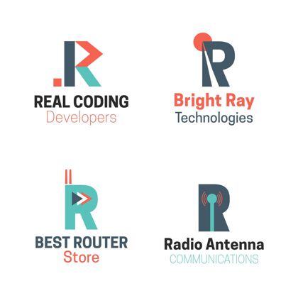 公司收集不同的平面r标志企业标志模板R标志
