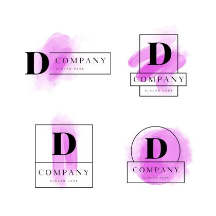 商业彩绘d标志的集合手绘品牌标识模板
