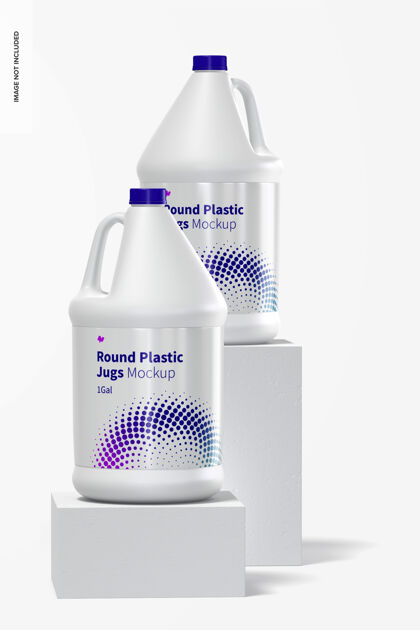 塑料1加仑圆形塑料罐模型 前视图液体