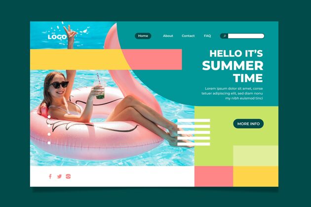 平面平面夏季登陆页模板与照片夏季平面设计网站