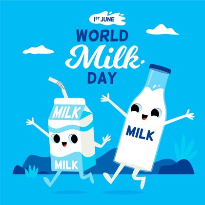 平面平面世界牛奶日插画活动庆典国际