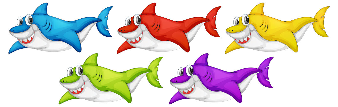 鲨鱼集众多微笑可爱的鲨鱼卡通人物于一身收藏卡通鱼