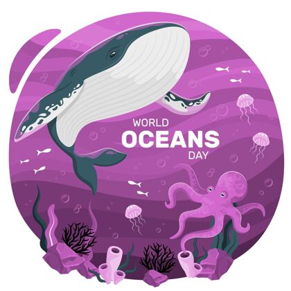 海洋世界海洋日？概念图动物事件鲸鱼