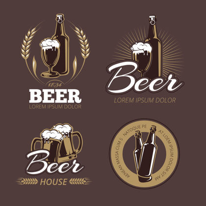 经典彩色啤酒标签集啤酒徽章啤酒酒精泡沫