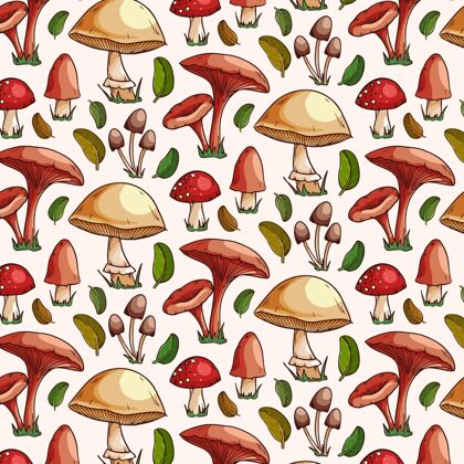 手绘手绘蘑菇图案蘑菇背景蘑菇墙纸