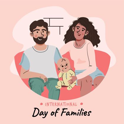 人手绘国际家庭日插画5月15日全球手绘