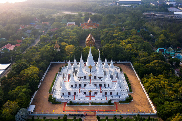 佛教泰国瓦塔索卡拉姆寺鸟瞰图泰国建筑神圣