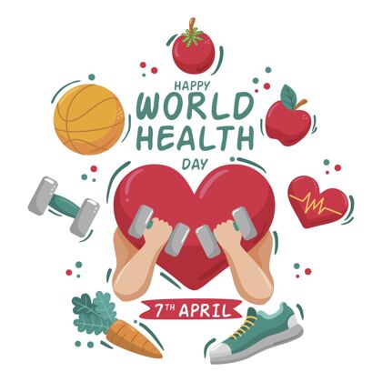世界卫生日手绘世界卫生日插图医疗医疗保健4月7日