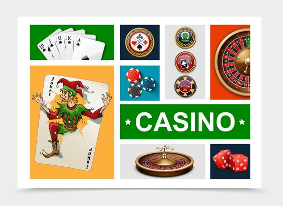 卡片现实赌场元素收集与扑克轮盘赌轮扑克筹码隔离轮子轮盘赌