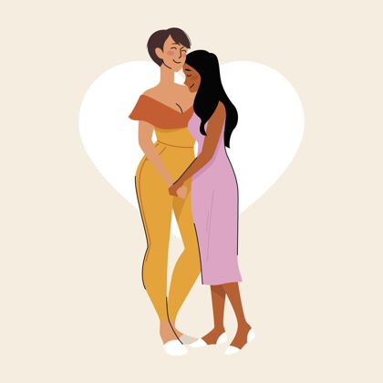 爱平面设计女同性恋情侣恋爱插画可爱同性恋插画