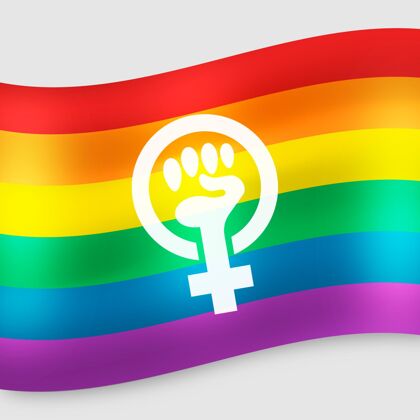 彩虹旗彩虹色的现实女权主义旗帜性别平等女性象征现实