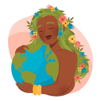 4月22日手绘地球母亲节插图全球地球日地球母亲
