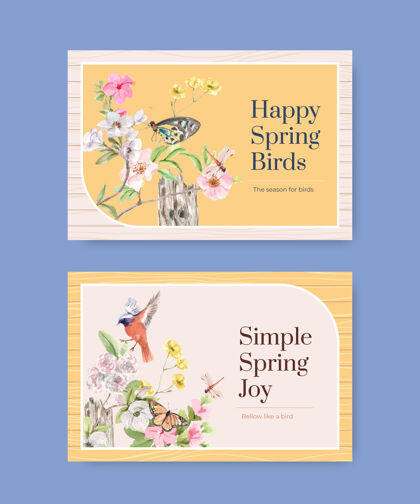 植物Facebook模板集鸟类和春天的概念季节互联网春天