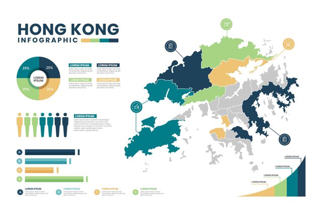 信息图香港地图信息图形地图国家目的地