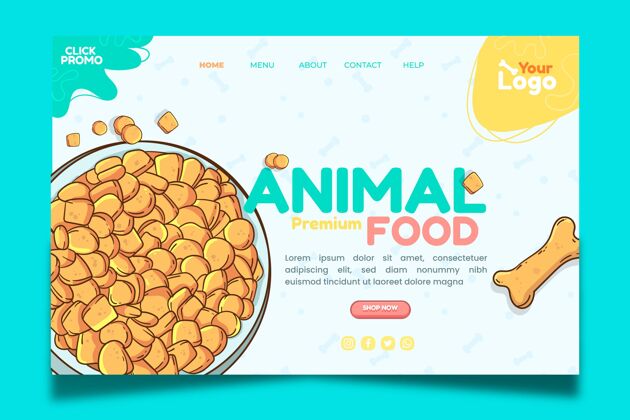 插图动物食品登录页食品网页模板优惠