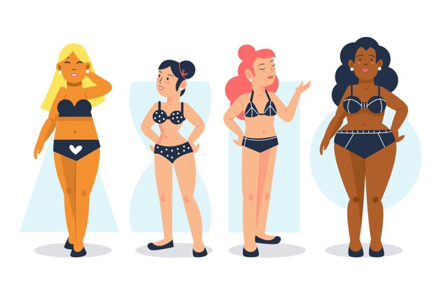 平面手绘平面手绘女性体型类型集人人不同