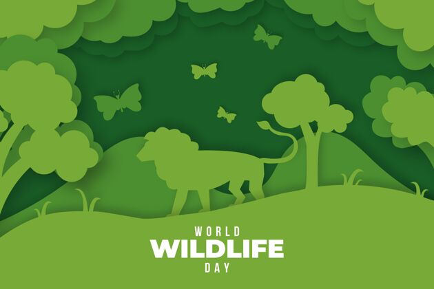 自然世界野生动物日插画在纸的风格动物野生动物运动