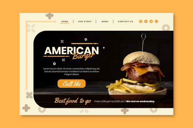 快餐美国食品酒吧登录页模板营养美味登录页