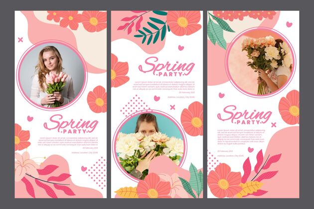 设置Instagram故事集 为《女人与鲜花》的春季派对准备花卉一起开花