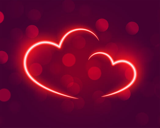 二月霓虹灯在波基背景上发光的心壁纸14情人节快乐
