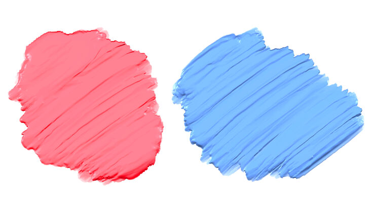 抽象柔软的粉红色和蓝色厚亚克力水彩画质感水笔划污渍