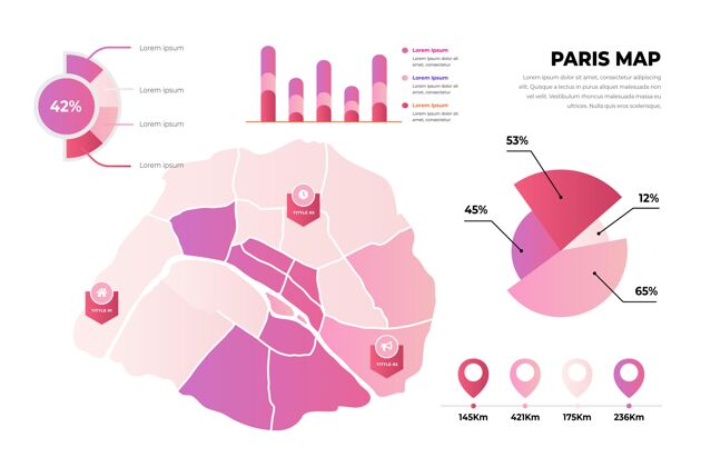 地理梯度巴黎城市地图信息图法国巴黎模板