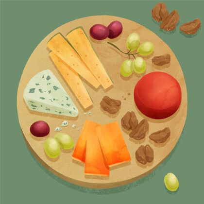 美味水彩奶酪板插图食品插图美食