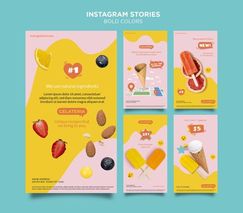 故事大胆的色彩概念instagram故事模板网页模板颜色模板